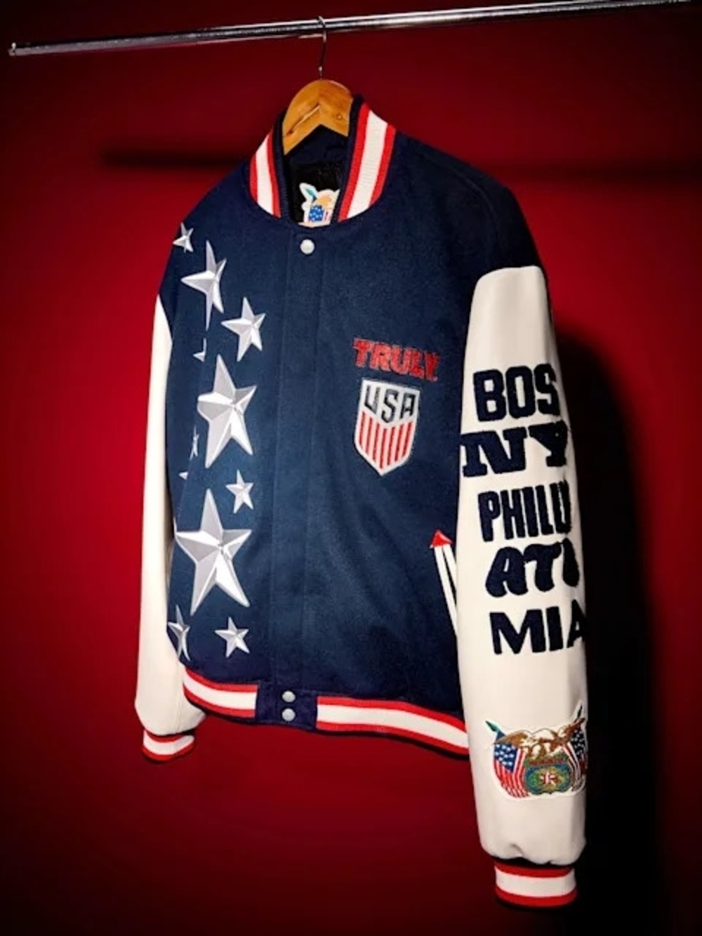 US Soccer Federation Jeff Hamilton Truly Leather Sleaves Varsity Jacket